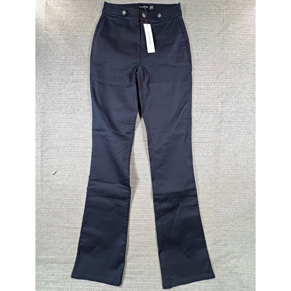Long Tall Sally Women's Navy Mid Rise Bootcut Twill Pants Pockets size 8